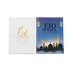 Прямоугольник ид мубарак рамадан тема бумажная поздравительная открытка, праздничная открытка, Плут синий, 136x202x0.5 мм