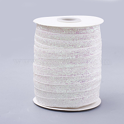 Ruban scintillant, ruban de polyester et nylon, colorées, 3/8 pouce (9.5~10 mm), environ 50yards / rouleau (45.72m / rouleau)