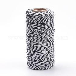 Cordón de algodón macramé, cuerda de algodón retorcida, para colgar en la pared, artesanías, envoltorio de regalo, negro, 1.5~2mm, Aproximadamente 50 yardas / rollo (150 pies / rollo)
