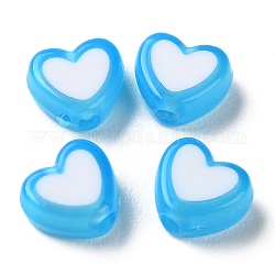 Herz Acryl-Perlen, Perle in Perlen, Deep-Sky-blau, 7x8x4 mm, Bohrung: 1.8 mm, ca. 2777 Stk. / 500 g