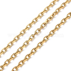 Ion Plating(IP) 304 Stainless Steel Faceted Cable Chains, Soldered, with Spool, Golden, 3x2x0.5mm, about 32.81 Feet(10m)/Roll