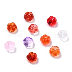Perles de verre transparentes thème automne, avec de la poudre de paillettes, citrouille, couleur mixte, 9.5~10x6mm, Trou: 1.2mm