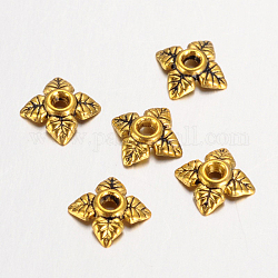 Stile tibetano protezioni del branello della lega, fiore, 4 -petal, cadmio & nichel &piombo libero, oro antico, 6x6x2mm, Foro: 1 mm, circa 7200pcs/1000g