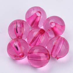 Transparente Acryl Perlen, Runde, neon rosa , 24x23.5 mm, Bohrung: 3.5 mm, ca. 63 Stk. / 500 g