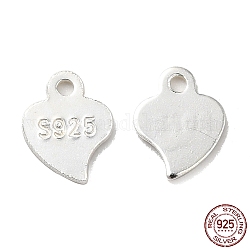 925 Sterling Silver Chain Extender Drop, Chain Tabs, Heart Charms, with S925 Stamp, Silver, 7x5x0.5mm, Hole: 0.9mm, about 99pcs/10g