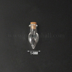 Mini High Borosilicate Glass Bottle Bead Containers, Wishing Bottle, with Cork Stopper, Clear, 3.35x1.4cm