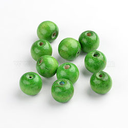 Natural Wood Beads, Dyed, Round, Green, 19~20x17.5~18mm, Hole: 4.5mm, about 400pcs/1000g