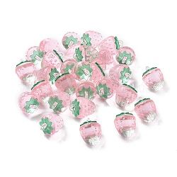 Transparenten Acryl-Anhänger, Erdbeere, rosa, 18x13.5 mm, Bohrung: 1.6 mm