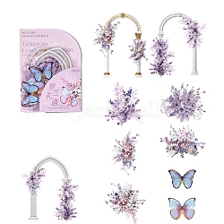 20 adesivo decorativo per animali domestici impermeabile con arco floreale, decalcomanie autoadesive a farfalla, per scrapbooking diy, prugna, 40~90mm