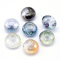 Perles en verre electroplate, demi-plaqué, facette, rondelle, couleur mixte, 14x8mm, Trou: 5.5mm