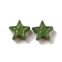 Spruzzare perline in lega verniciati, stella, verde scuro, 7x7.5x3.2mm, Foro: 1.2 mm