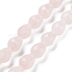 Chapelets de perles en quartz rose naturel, larme à facettes, 10x7mm, Trou: 1.2mm, Environ 20 pcs/chapelet, 7.87'' (20 cm)