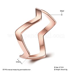 Женские кольца из титановой стали, волна, Размер 7, розовое золото , 17.3 мм