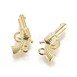 Zinc Alloy Gun Necklace Pendant, Revolver Pistol Charm, Lead Free and Cadmium Free, Golden, 22x12x3mm, Hole: 2mm