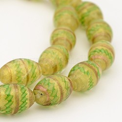 Handmade Gold Sand Lampwork Oval Beads Strands, MediumSea Green, 18~19x12mm, Hole: 3mm, about 20pcs/strand, 14.5inch