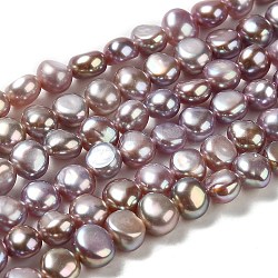 Hebras de perlas de agua dulce cultivadas naturales, dos lados pulidos, grado 6a+, cardo, 5~6x5.5~6x4.5~5mm, agujero: 0.6 mm, aproximamente 60~61 pcs / cadena, 13.58'' (34.5 cm)