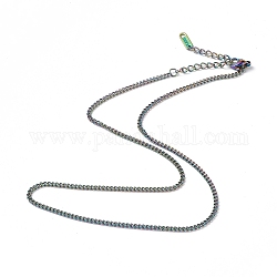 Ion Plating(IP) 304 Stainless Steel Curb Chain Necklace for Men Women, Rainbow Color, 15.87 inch(40.3cm)