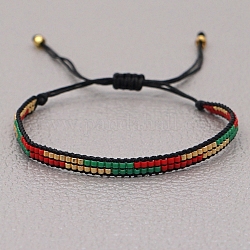 Braccialetto di perline intrecciate con semi di miyuki, braccialetto dell'amicizia regolabile per le donne, verde, 11 pollice (28 cm)