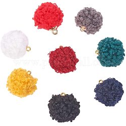 PH PandaHall 80pcs 8 Colors Velvet Pompoms Earrings Charms Cloth Tassel Jewelry Charms with Golden Petals Cap for Dangle Earrings Keychain Making