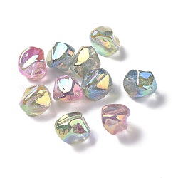 Placcatura uv arcobaleno iridescente perline glitterate in plastica abs, pepite, colore misto, 17x15x15mm, Foro: 2 mm