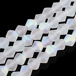Imitano i fili di perle di vetro smerigliato bicono di cristallo austriaco, grado aa, sfaccettato, chiaro, 4x4mm, Foro: 1 mm, circa 87~89pcs/filo, 13.19~13.39 pollice (33.5~34 cm)