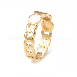 Anillo de dedo redondo plano de concha de imitación de resina, anillo hueco de acero inoxidable 14 chapado en oro real de 304k para mujer, blanco, nosotros tamaño 6 (16.5 mm)