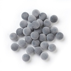 Perles acryliques flocky, la moitié foré, ronde, grises , 14mm, Trou: 1.6mm