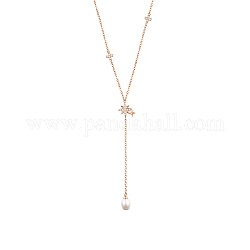 SHEGRACE Fantastic 925 Sterling Silver Necklaces, with Grade AAA Cubic Zirconia, Rose Gold, 15.7 inch(40cm)