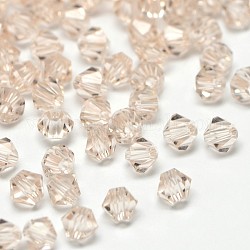 Perles 5301 bicone imitation, verre transparent perles à facettes, bisque, 4x3mm, Trou: 1mm, environ 720 pcs / sachet 