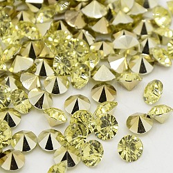 Grado aaa rhinestones pointed back in resina, forma diamante, kaki scuro, 2.0mm, circa 14400pcs/scatola