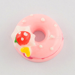 Decorazioni, flatback carino cabochons della resina donut plastica, roso, 18x10mm