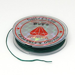 Cuerda de cristal elástica plana, Hilos de cuerda, verde oscuro, 0.8mm, alrededor de 10.93 yarda (10 m) / rollo