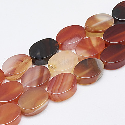 Fili di perline agata rosso naturale, ovale, 14~15x10~11x5mm, Foro: 1 mm, circa 28pcs/filo, 15.3 pollice~16.1 pollici