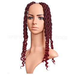 Goddess Locs Crochet Ombre Hair, Wavy Faux Locs with Curly Ends, Synthetic Braiding Hair Extension, Heat Resistant Low Temperature Fiber, Long & Curly Hair, Burgundy, 20 inch(50.8cm), 24strands/pc