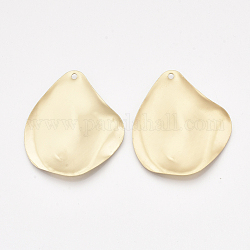 Smooth Surface Iron Big Pendants, Cadmium Free & Lead Free, Hammered, Teardrop, Matte Gold Color, 50.5x44x1.5mm, Hole: 2mm