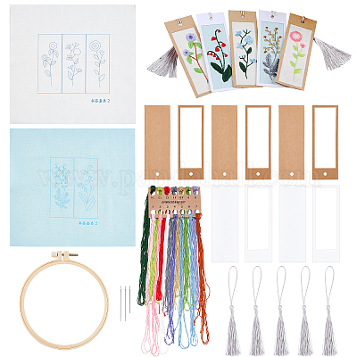 3 Pack Embroidery Starter Kit For Beginners Stamped Cross Stitch Kits With  Cute Flowers And Plants Patterns With 1 Embroidery Hoop And Color Threads F