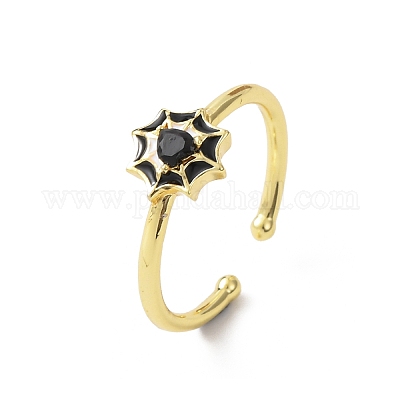 Messing Micro Pave Zirkonia Manschette offene Ringe&nbsp;RJEW-Z126-01G-1