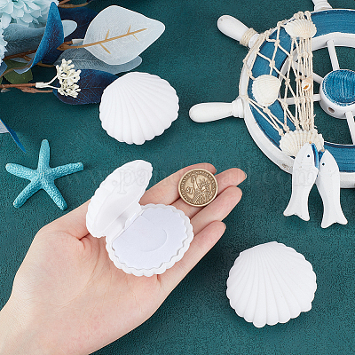 scatole portagioielli in velluto a forma di conchiglia, custodia  regalo per gioielli per orecchini, pendenti, anelli, bianco,