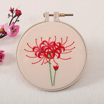 Red Spider Lily Flower Hand Embroidery Full Kit 20cm – MiuEmbroidery
