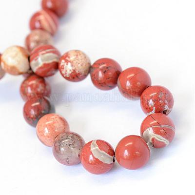 Naturale diaspro rosso filamenti di perline rotondo&nbsp;G-E334-6mm-27-1