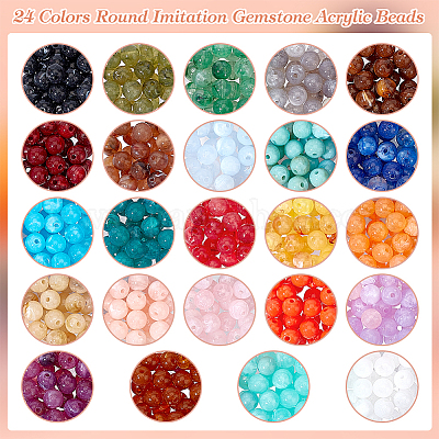 24 Farbe runde Edelstein-Imitations-Acrylperlen&nbsp;OACR-PH0004-09C-1