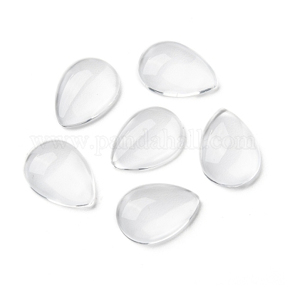 Transparente tropfenförmige Glascabochons&nbsp;GGLA-R024-18x13-1