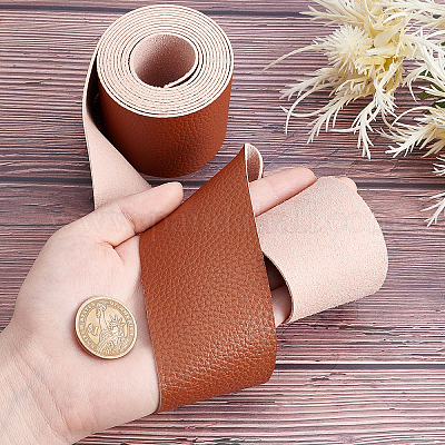 GORGECRAFT Lychee Pattern Leather Strap 78 Inch Long 2 Inch Wide Flat Cord  Brown Leather Belt Strips for Crafts DIY Projects Clothing Pet Collars