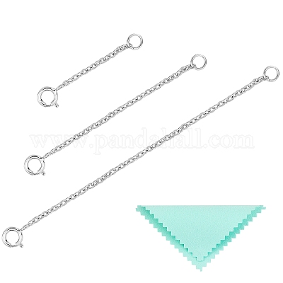 3Pcs 925 Sterling Silver Necklace Extender Chain Extenders for
