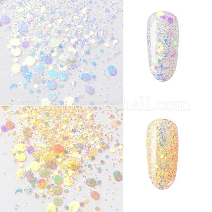 ネイルアート用品レーザーオーロラカラーグリッター マニキュアスパンコール キラキラネイルスパンコール ゴールド 約1 G ボックスの通販 Jp Pandahall Com