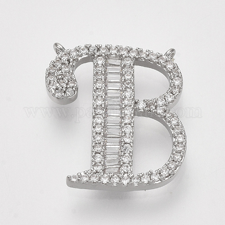 Real Platinum Plated Brass Pendants ZIRC-Q022-040P-B-NF-1