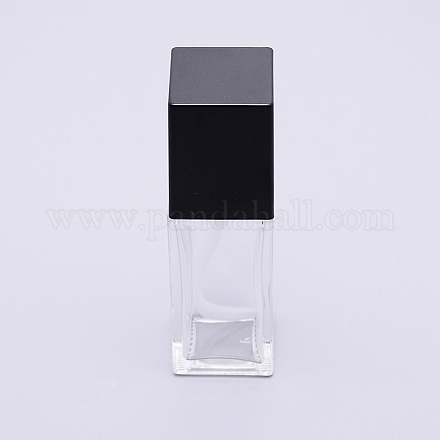 ガラスディスペンシングポンプボトル  ppカバー付き  長方形  ブラック  32.5x32.5x105.5mm  容量：30ml（1.01液量オンス） MRMJ-WH0065-83-1
