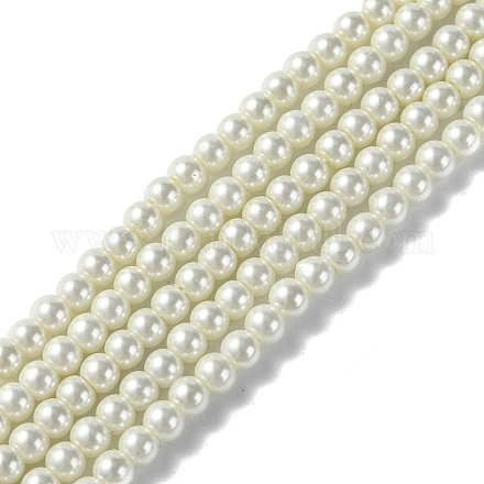 Fili di perle rotonde di perle di vetro tinto ecologico HY-A002-4mm-RB001-1
