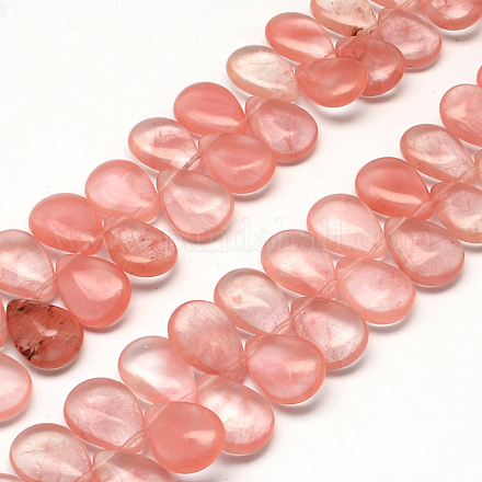 Brins de perles de verre de quartz cerise en forme de larme G-R307-04-1