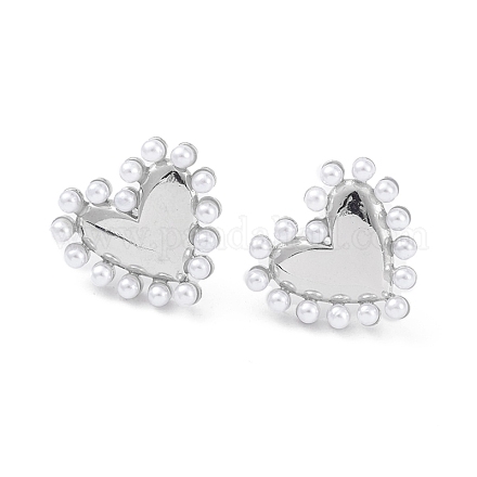 Boucles d'oreilles en laiton placage coeur pour femmes EJEW-K245-13P-1